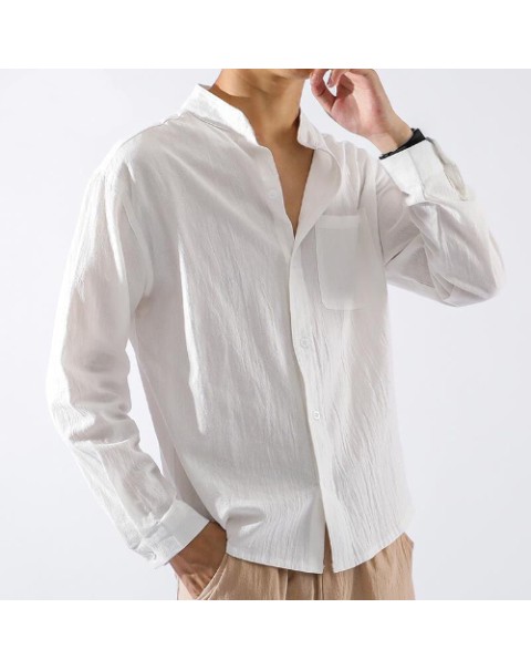2022 New Linen Shirt Men's Long Sleeve Men's Shirt Loose Large Size Men's Jacket Cotton Linen Casual Top men clothing