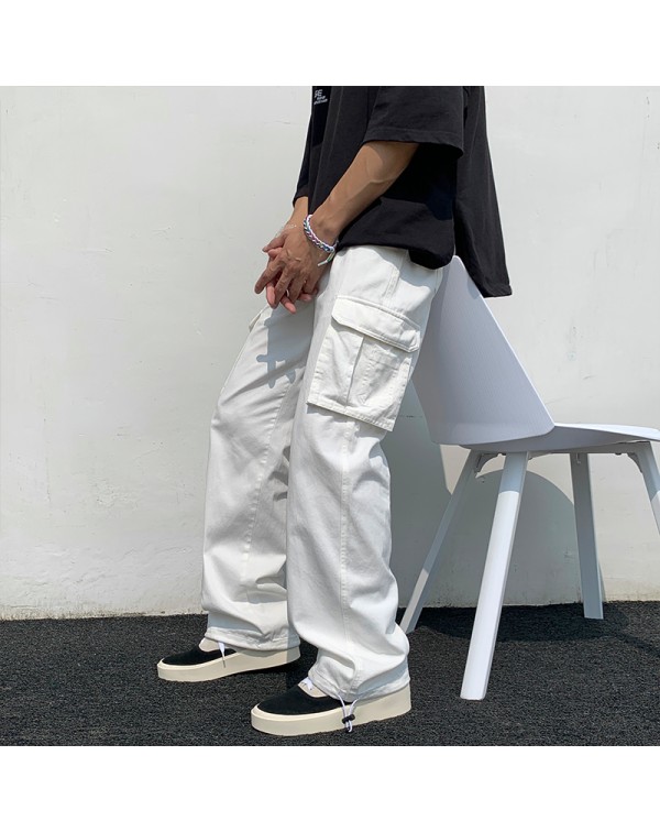 Black/white Casual Pants Men's Fashion Loose Strai...