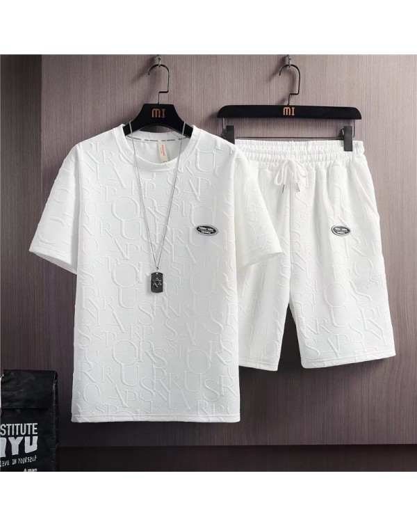 Summer Tshirt Shorts 2 Pieces Set White Tracksuit ...