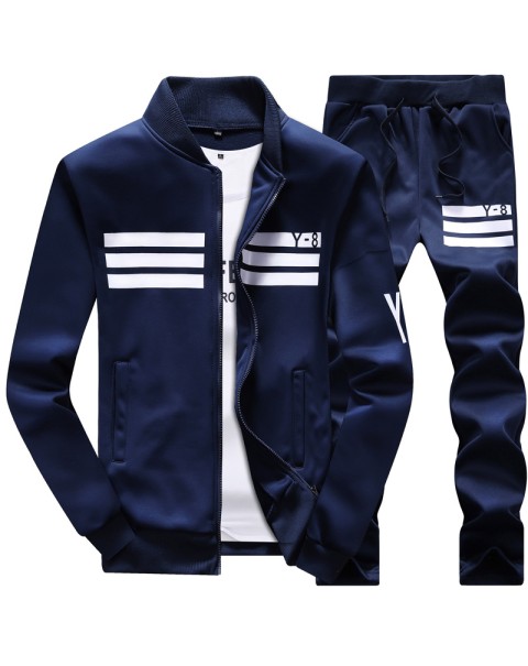New Men's Tracksuits Casual Autumn Men Two Pieces Sets +Sweatpants Gyms Fitness High Quality Print Sportswear Suit Male Set 4XL