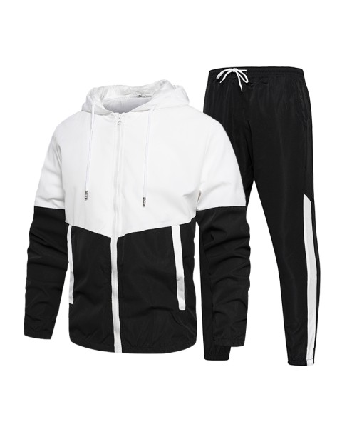 Spring Autumn Men Tracksuit Casual Set Male Joggers Hooded Sportswear Jackets+Pants 2 Piece Sets Hip Hop Running Sports Suit 5XL