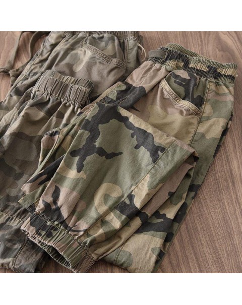 Camouflage Cargo Pants Mens Summer Cotton Trousers Men's Oversized Sweatpants Casual Stretch Pants Harem Pants Streetwear Male