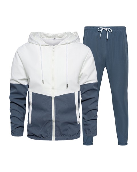 Spring Autumn Men Tracksuit Casual Set Male Joggers Hooded Sportswear Jackets+Pants 2 Piece Sets Hip Hop Running Sports Suit 5XL