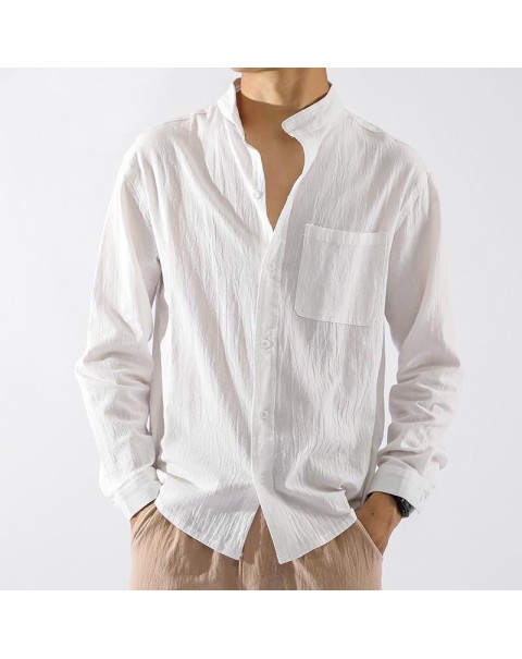2022 New Linen Shirt Men's Long Sleeve Men's Shirt Loose Large Size Men's Jacket Cotton Linen Casual Top men clothing