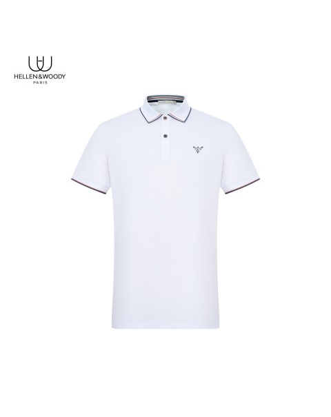 HELLEN&WOODY 2022 Summer Men Polo Shirt Business Casual Embroidered TShirt Short Sleeved Striped Lapel Top Tee