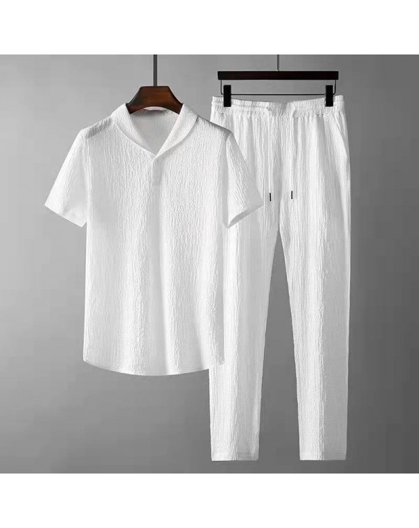 (Shirt+Trousers) 2022 Summer new arrival Men Fashi...
