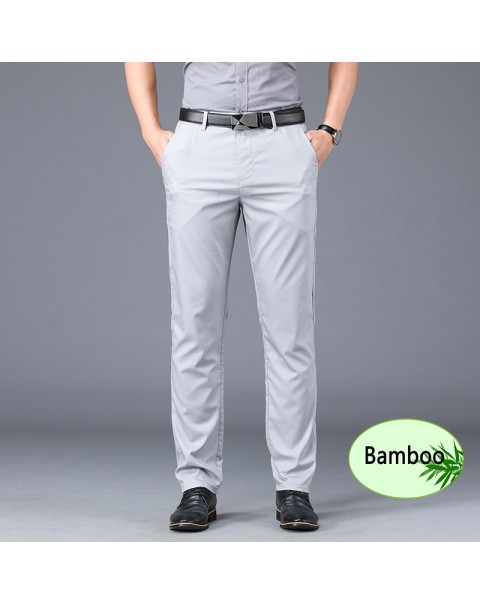High Quality Men's Pants Baggy 100% Bamboo Fiber Stretch Thin 2022 Summer New Business Straight Trousers Male pantalones hombre