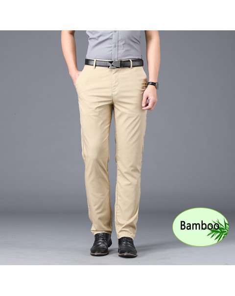 High Quality Men's Pants Baggy 100% Bamboo Fiber Stretch Thin 2022 Summer New Business Straight Trousers Male pantalones hombre