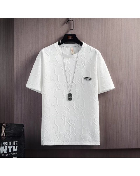 Summer Tshirt Shorts 2 Pieces Set White Tracksuit Men's 3D Letters Vintage Streetwear Creative Pattern Men Sets Short Outfits