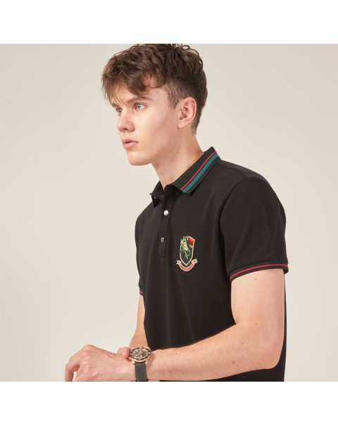 HELLEN&WOODY Luxury Casual Polo Shirt for Men 2022 Summer Slim Embroidered Stickers Lapel Short-sleeved Men's Stripes Cotton