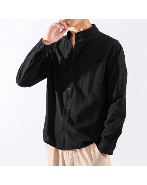 2022 New Linen Shirt Men's Long Sleeve Men's Shirt Loose Large Size Men's Jacket Cotton Linen Casual Top men clothing