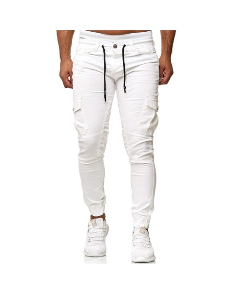 Men Skinny Casual Pants 2022 Hip Pop Hole Harem Pants Streetwear Mens Fashion Cargo Jogger Workout Pants Design Sportswear