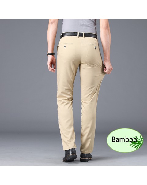 High Quality Men's Pants Baggy 100% Bamboo Fiber Stretch Thin 2022 Summer New Business Straight Trousers Male pantalones hombre