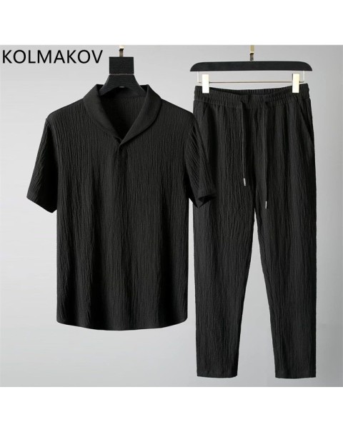 (Shirt+Trousers) 2022 Summer new arrival Men Fashion Classic Shirt men Business Casual Shirts Men A Set Of Clothes Size M-4XL