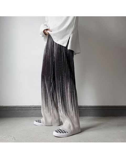 ZCSMLL Gradient striped pants men's ins Korean fashion casual wide leg pants summer thin loose vertical floor mops 2022 spring