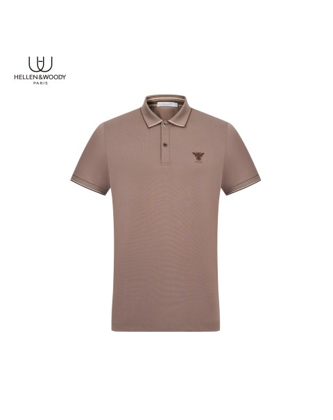 HELLEN&WOODY 2022 Summer Men Polo Shirt Business Casual Embroidered TShirt Short Sleeved Striped Lapel Top Tee