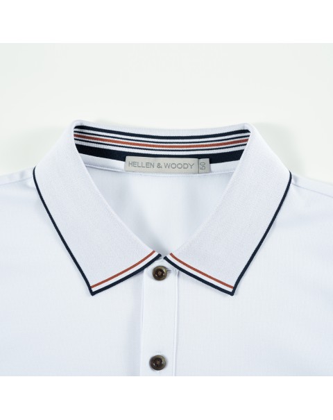 HELLEN&WOODY 2022 Summer Men Polo Shirt Business Casual Embroidered TShirt Short Sleeved Striped Lapel Top Tee