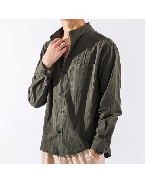 2022 New Linen Shirt Men's Long Sleeve Men's Shirt Loose Large Size Men's Jacket Cotton Linen Casual Top men clothing