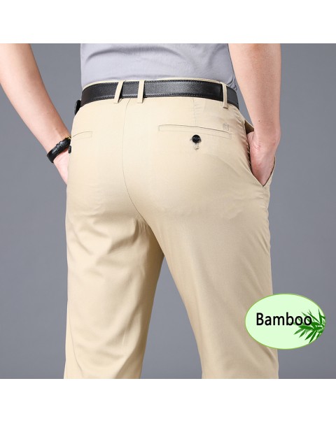 High Quality Men's Pants Baggy 100% Bamboo Fiber Stretch Thin 2022 Summer New Business Straight Trousers Male pantalones hombre