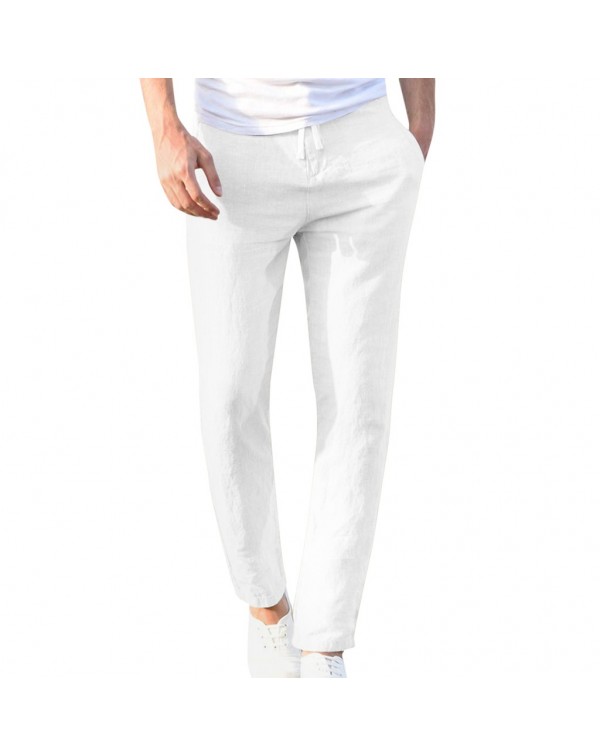 Feitong Fashion Cotton Linen Pants Men Casual Work...
