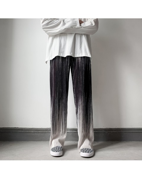 ZCSMLL Gradient striped pants men's ins Korean fashion casual wide leg pants summer thin loose vertical floor mops 2022 spring