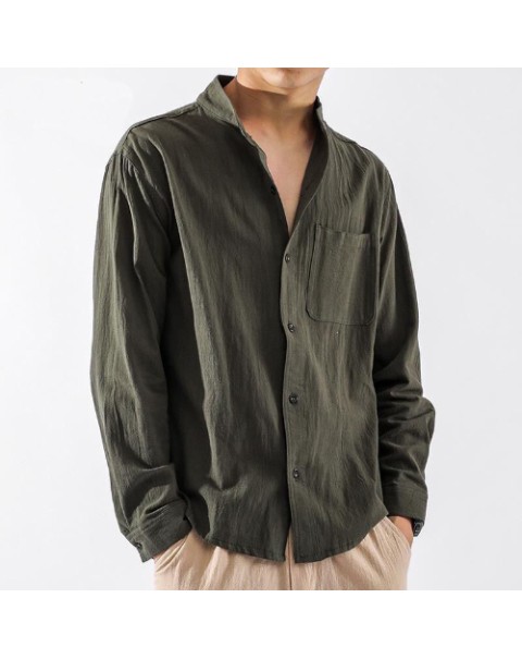 2022 New Linen Shirt Men's Long Sleeve Men's Shirt Loose Large Size Men's Jacket Cotton Linen Casual Top men clothing