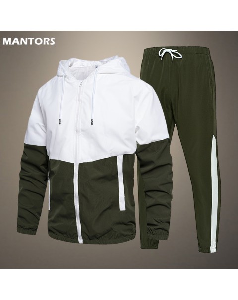 Spring Autumn Men Tracksuit Casual Set Male Joggers Hooded Sportswear Jackets+Pants 2 Piece Sets Hip Hop Running Sports Suit 5XL