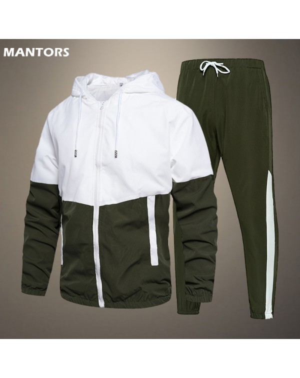 Spring Autumn Men Tracksuit Casual Set Male Jogger...