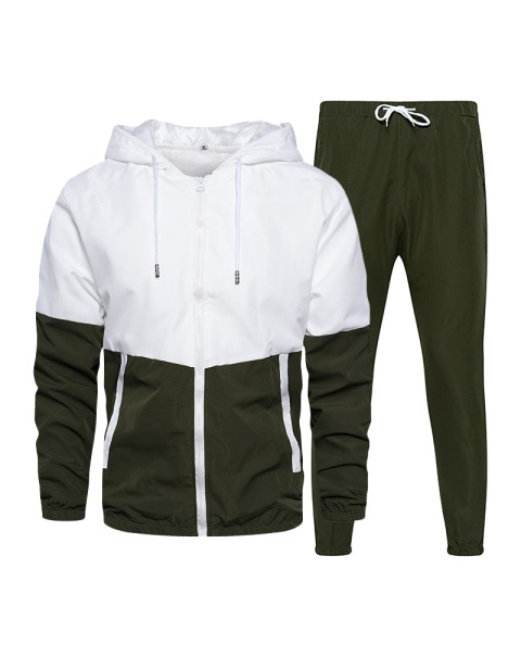 Spring Autumn Men Tracksuit Casual Set Male Joggers Hooded Sportswear Jackets+Pants 2 Piece Sets Hip Hop Running Sports Suit 5XL
