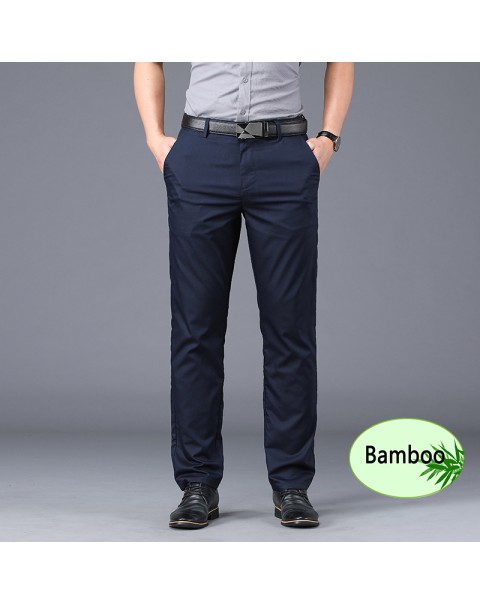 High Quality Men's Pants Baggy 100% Bamboo Fiber Stretch Thin 2022 Summer New Business Straight Trousers Male pantalones hombre